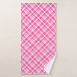 Cute Rosy Pink Plaid Pattern Bath Towel