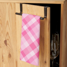 Cute Rosy Pink Plaid Pattern Kitchen Towel