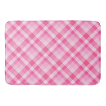 Cute Rosy Pink Plaid Pattern Large Bath Mat
