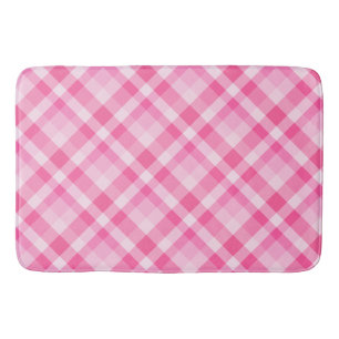 Cute Rosy Pink Plaid Pattern Large Bath Mat