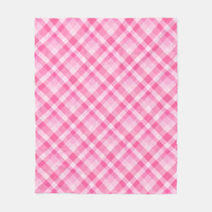 Cute Rosy Pink Plaid Pattern Medium Fleece Blanket