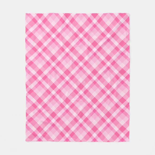 Cute Rosy Pink Plaid Pattern Medium Fleece Blanket (Front)