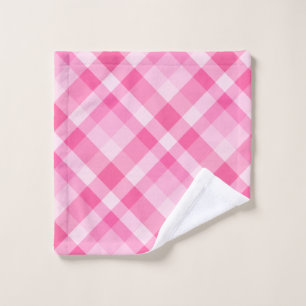Cute Rosy Pink Plaid Pattern Washcloth Wash Cloth