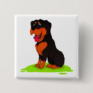 Cute Rottie Puppy Dog Lover Cartoon Rottweiler 15 Cm Square Badge