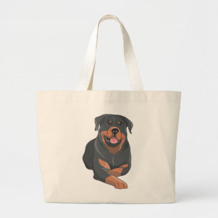 Cute Rottie Puppy Dog Mum Cartoon Rottweiler To Large Tote Bag