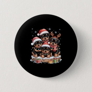 Cute Rottweiler Christmas Pupes Dog Lovers Funny H 6 Cm Round Badge
