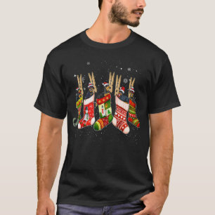 Cute Rottweiler Dog In Christmas Sock Santa Hat T-Shirt
