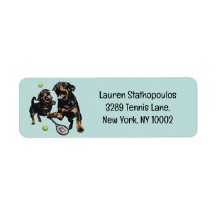 Cute Rottweiler Dogs Playing Tennis