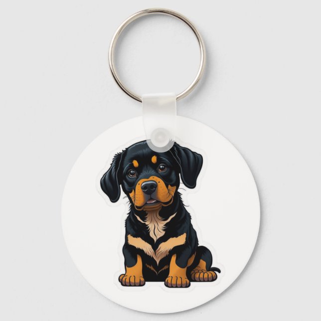 Cute Rottweiler - Gifts for Rottweiler Dog Owners  Key Ring (Front)