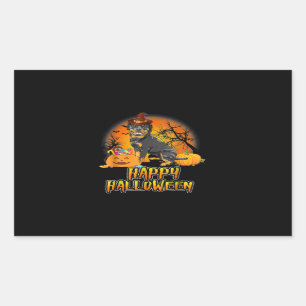 Cute Rottweiler Happy Halloween Dog Funny Lovers Rectangular Sticker