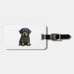 Cute Rottweiler in armour  Luggage Tag