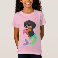 Cute Rottweiler Mermaid Puppy Dog Kids Girl
