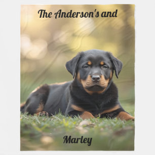 Cute Rottweiler Personalised Fleece Blanket