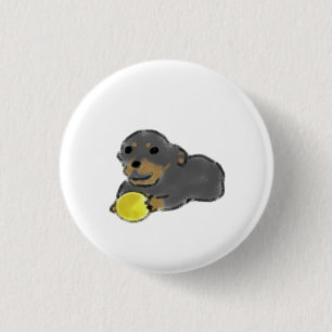 Cute Rottweiler Puppy Ball Play Gift 3 Cm Round Badge