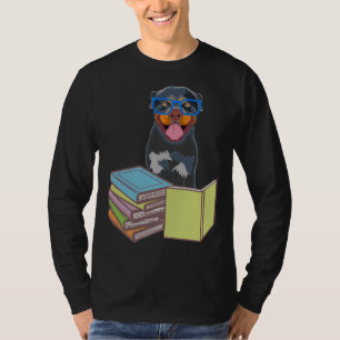 Cute Rottweiler Puppy Dog Bookworm Passionate Book T-Shirt
