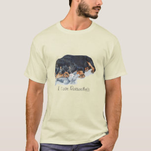 cute rottweiler puppy dog cuddling teddy bear art T-Shirt