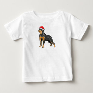 Cute Rottweiler Santa Hat Merry Christmas Costume Baby T-Shirt
