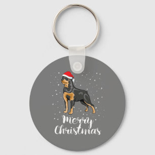 Cute Rottweiler Santa Hat Merry Christmas Costume Key Ring