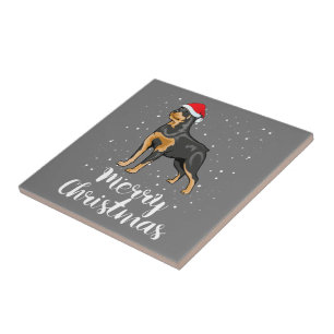 Cute Rottweiler Santa Hat Merry Christmas Costume Tile