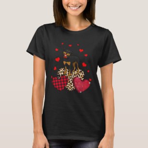 Cute Rottweiler With Leopard Red Plaid Heart  Idea T-Shirt
