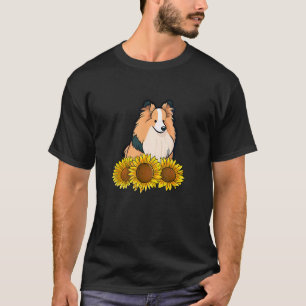 Cute Rough Collie Dog Sunflower Graphic for Women T-Shirt