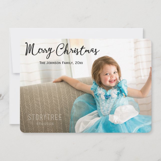 Cute Round Christmas Cards With Photo (Front)
