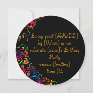 Cute Round Colourful Pink and Yellow Birthday Invi Invitation
