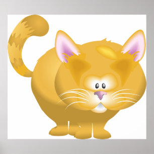 Cute Round Ginger Tabby Cat Poster
