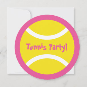 Cute round girls tennis Birthday party invitations
