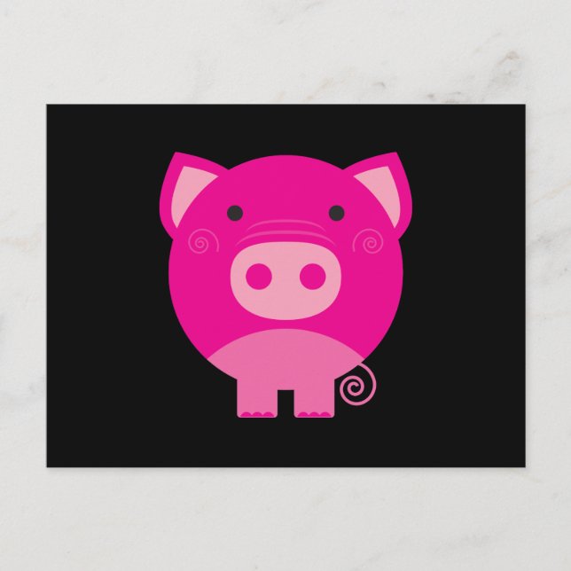Cute Round Pig Cartoon Postcard (Front)