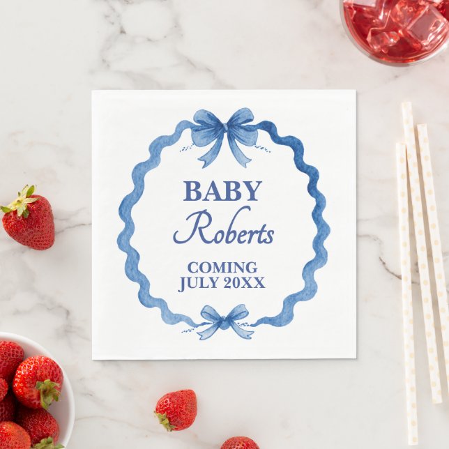Cute Royal Blue Boy Baby Shower Napkin (Insitu)