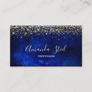 Cute royal blue gold faux glitter appointment card