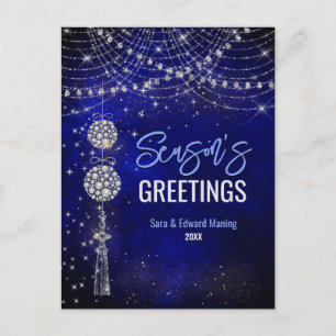 Cute royal blue ornaments Christmas Postcard