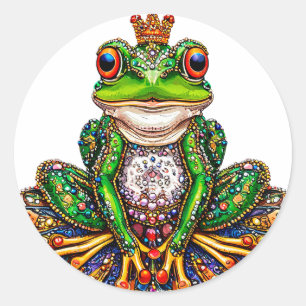 Cute Royal Cartoon Fun Frog Lover Gift Classic Round Sticker