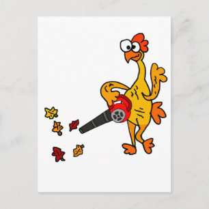 Cute Rubber Chicken using Leaf Blower Postcard