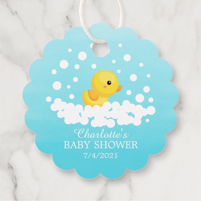 Cute Rubber Duck Baby Shower Favour Gift Tag (Back)