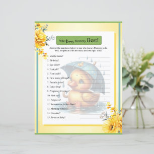 Cute Rubber Duck Baby Shower Who Knows Mummy Game