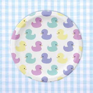 Cute Rubber Duck Gender Neutral Baby Shower Paper Plate
