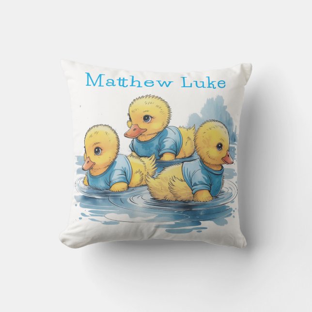 Cute Rubber Duck in Blue Clothing Custom Cushion (Front)