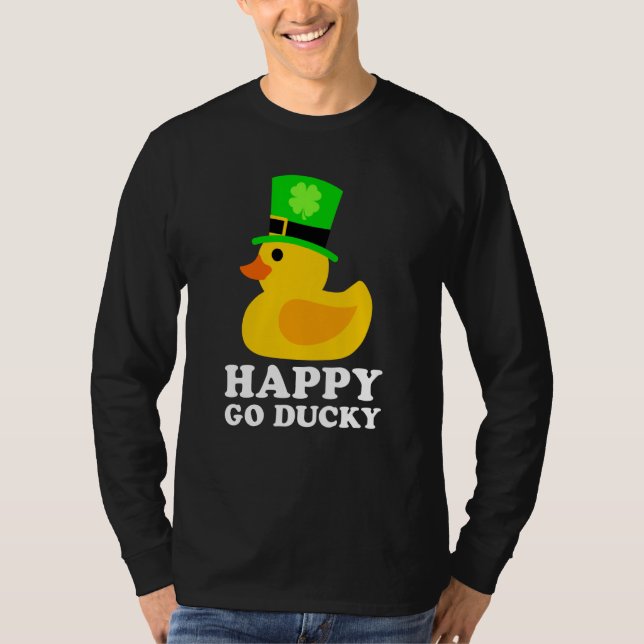 Cute Rubber Duck Lucky Four Leaf C Leprechaun Hat  T-Shirt (Front)