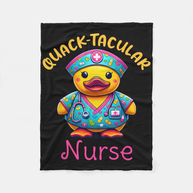 Cute Rubber Duck Registered Nurse Medical quack-ta Fleece Blanket (Front)