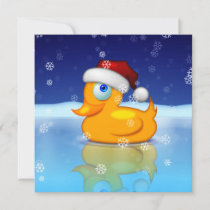 Cute Rubber Duck With Santa Claus Cap Holiday Card