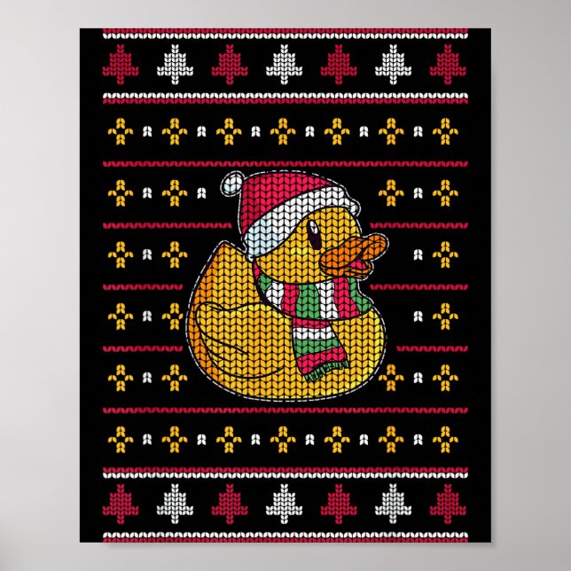 Cute Rubber Duckie Duck Christmas Santa Clause  Poster (Front)