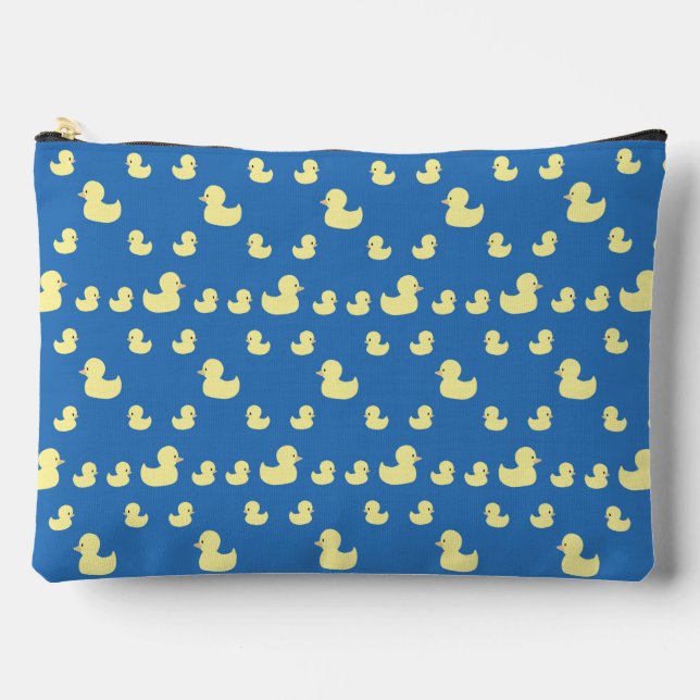 Cute Rubber Duckies Pattern Blue Large Accessory Pouch (Front)