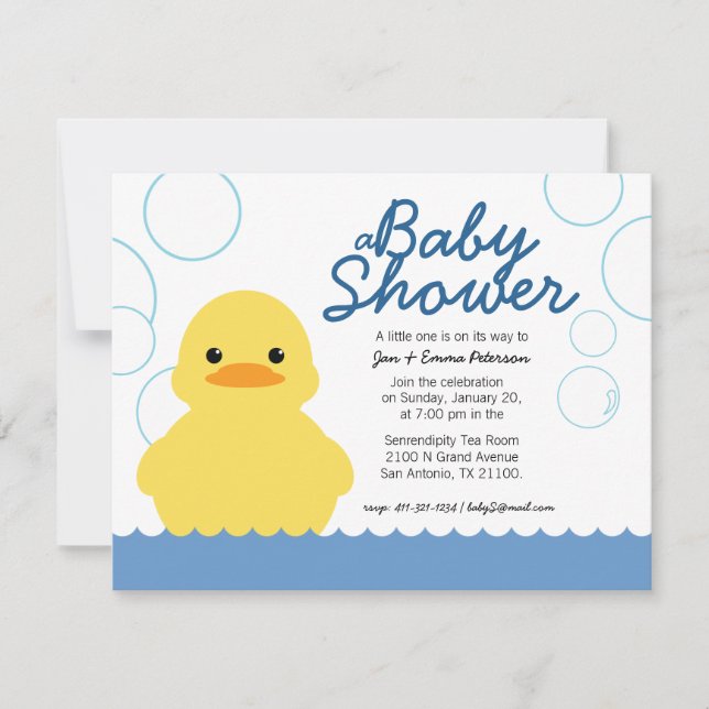 cute rubber ducky BABY SHOWER invitation (Front)