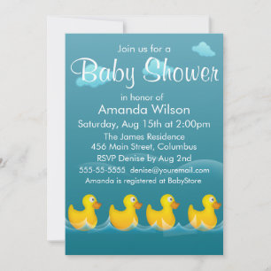 Cute Rubber Ducky Baby Shower Invitation