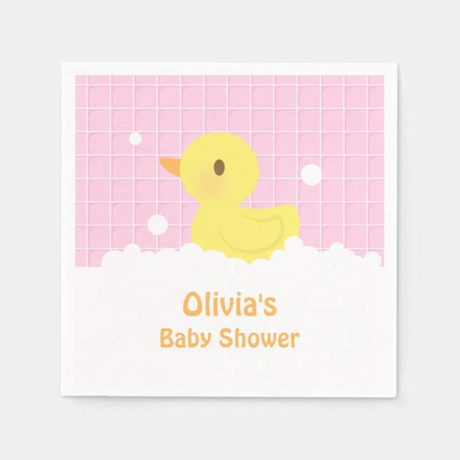 Cute Rubber Ducky Baby Shower Party Supplies Napkin (Front)