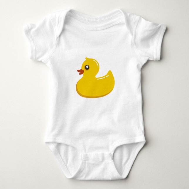 Cute Rubber Ducky/Blue Bubbles Baby Bodysuit (Front)