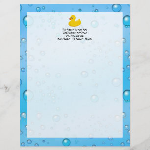 Cute Rubber Ducky/Blue Bubbles Customized Letterhead