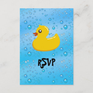 Cute Rubber Ducky/Blue Bubbles RSVP Card